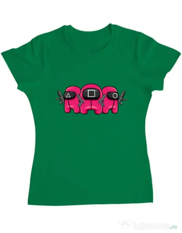 Tricou personalizat dama Squid Squad Verde mediu