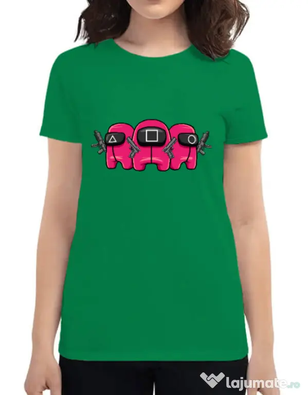 Tricou personalizat dama Squid Squad Verde mediu