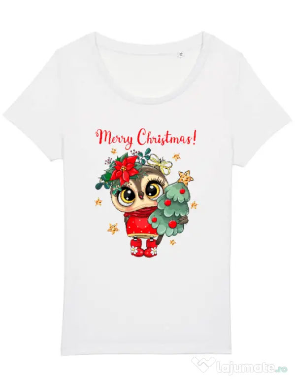 Tricou STANLEY STELLA dama Xmas Owl Alb