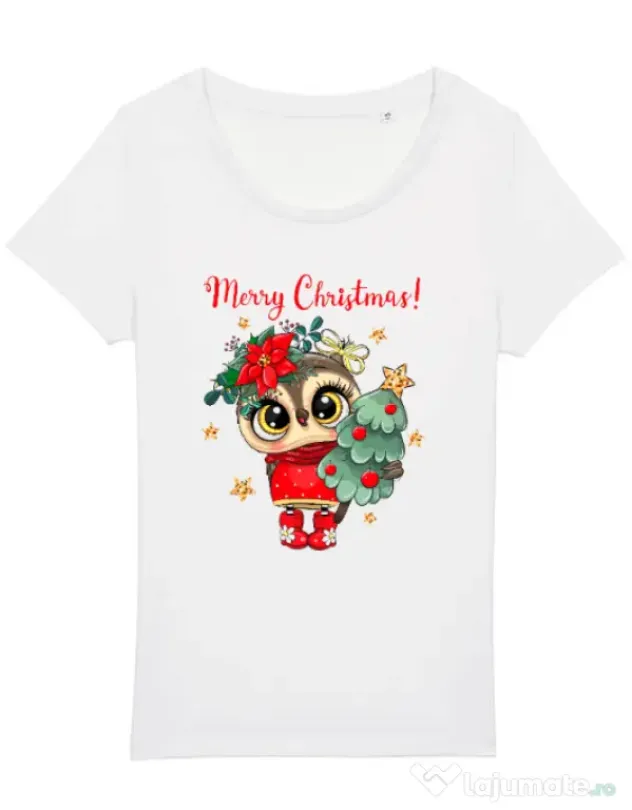 Tricou STANLEY STELLA dama Xmas Owl Alb