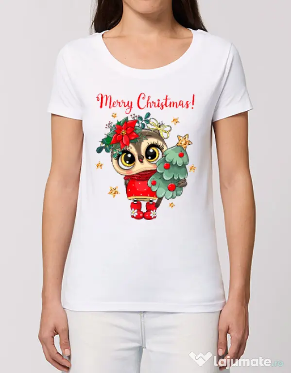 Tricou STANLEY STELLA dama Xmas Owl Alb