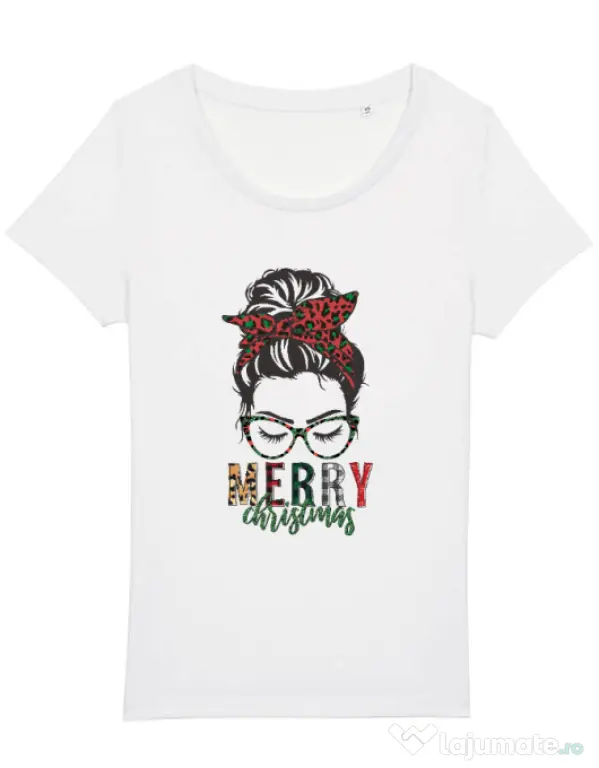 Tricou STANLEY STELLA dama Pin Up Christmas Alb