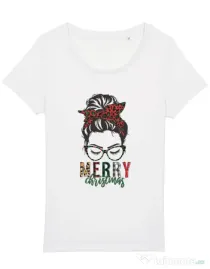 Tricou STANLEY STELLA dama Pin Up Christmas Alb