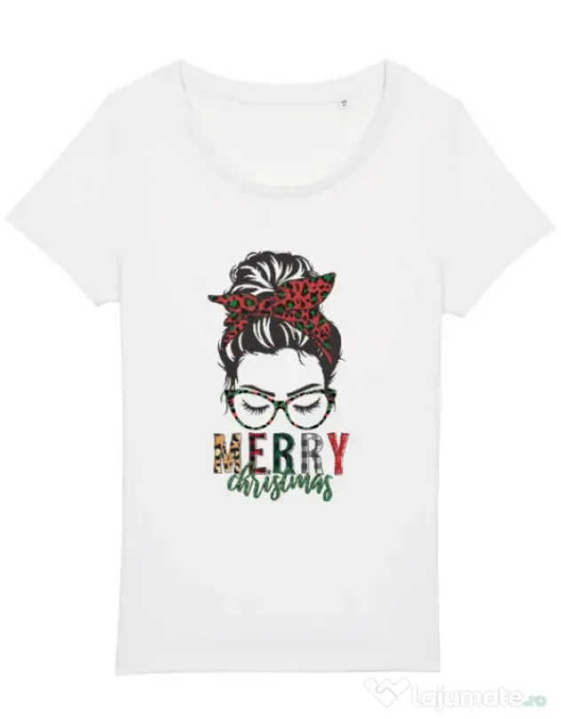 Tricou STANLEY STELLA dama Pin Up Christmas Alb