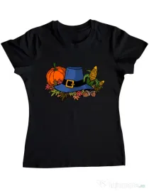Tricou personalizat dama Thank Giving Negru