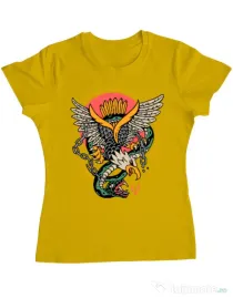 Tricou personalizat dama Tattoo Fighting Galben