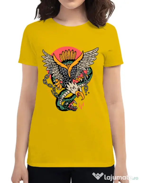 Tricou personalizat dama Tattoo Fighting Galben