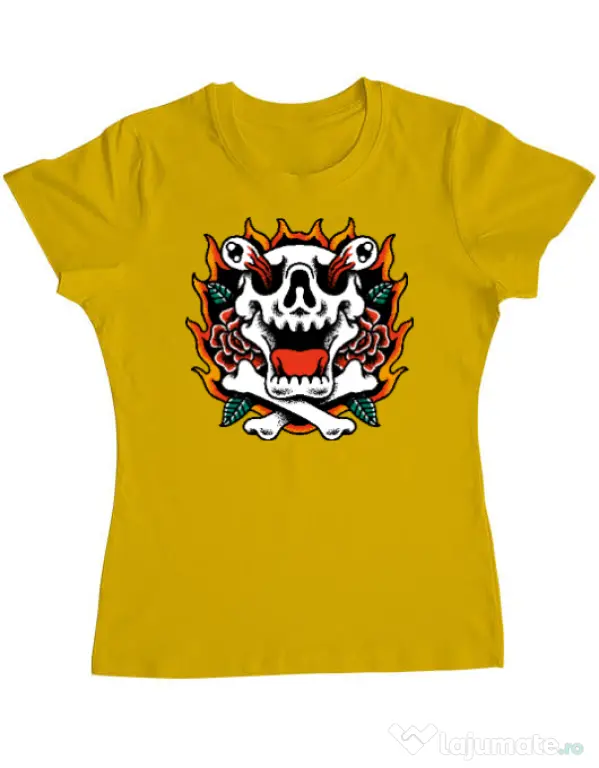 Tricou personalizat dama Death and Flower Galben