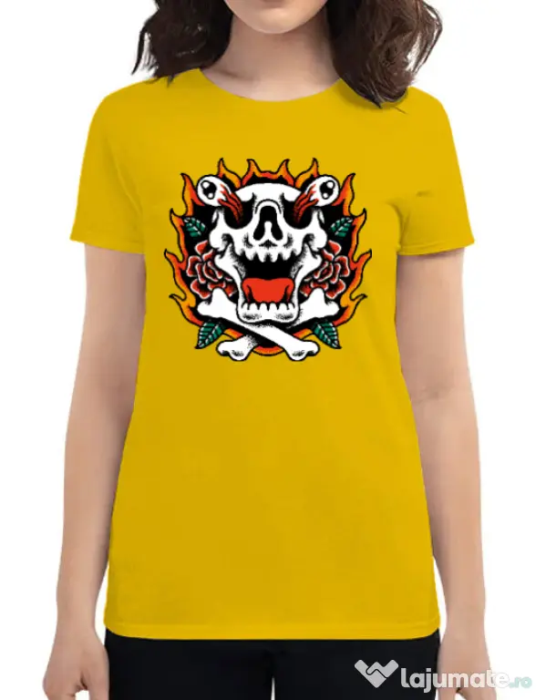 Tricou personalizat dama Death and Flower Galben
