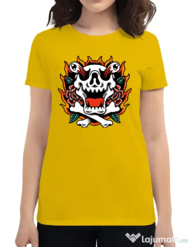 Tricou personalizat dama Death and Flower Galben