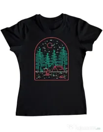 Tricou personalizat dama Camping Negru