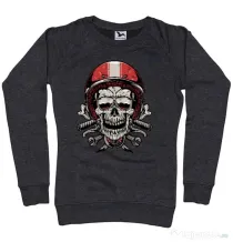 Bluza personalizata dama Skull Biker Negru melanj