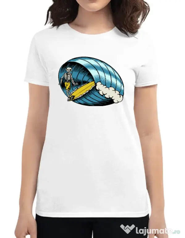 Tricou personalizat dama Surf Nose Alb