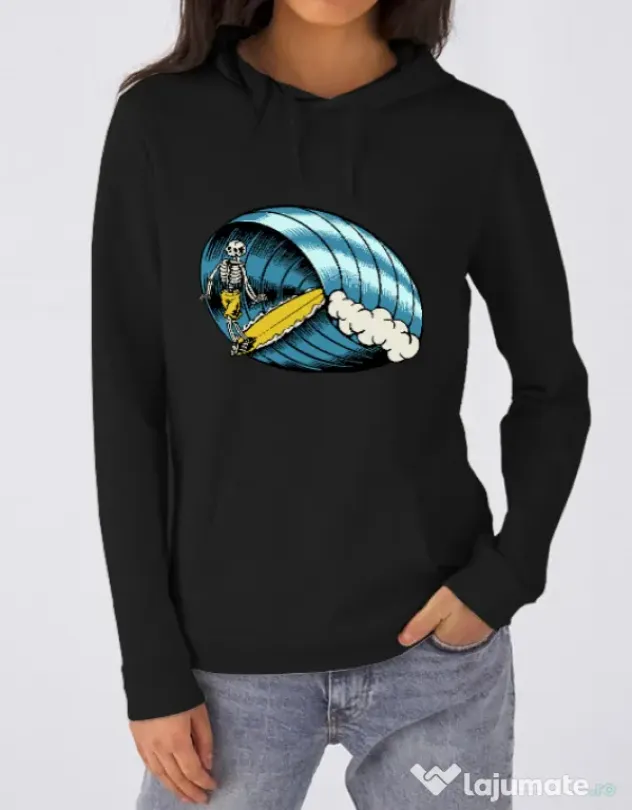 Hanorac dama cu gluga Surf Nose Negru