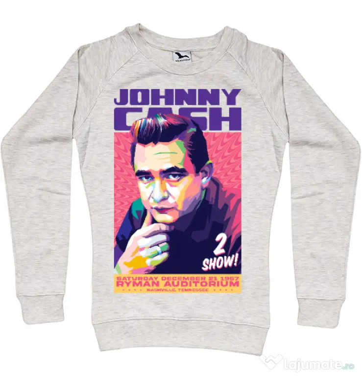 Bluza personalizata dama Johnny Cash Migdala melanj