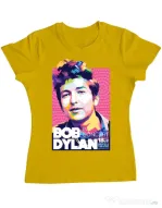 Tricou personalizat dama Bob Dylan Galben
