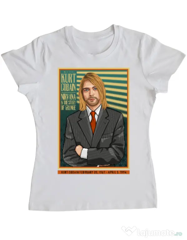 Tricou personalizat dama Kurt Cobain Alb
