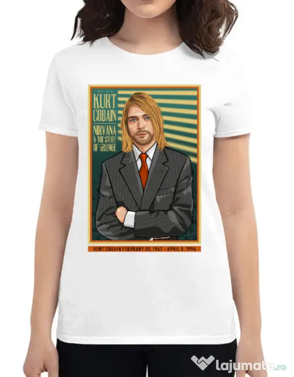 Tricou personalizat dama Kurt Cobain Alb