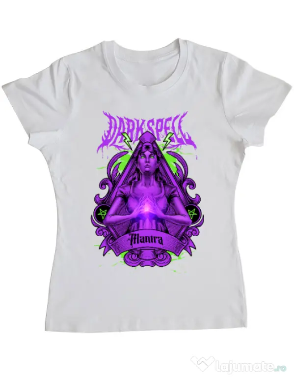 Tricou personalizat dama DARK SPELL Alb