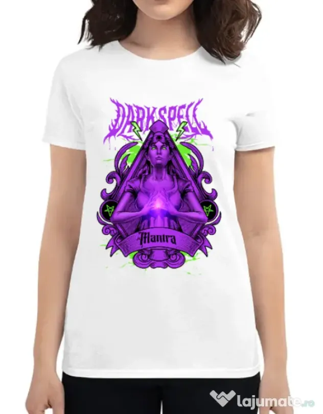 Tricou personalizat dama DARK SPELL Alb