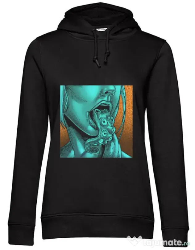 Hanorac dama cu gluga OCTOLICIOUS Negru