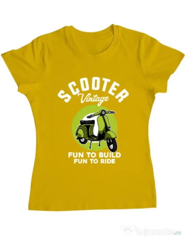 Tricou personalizat dama SCOOTER VINTAGE Galben