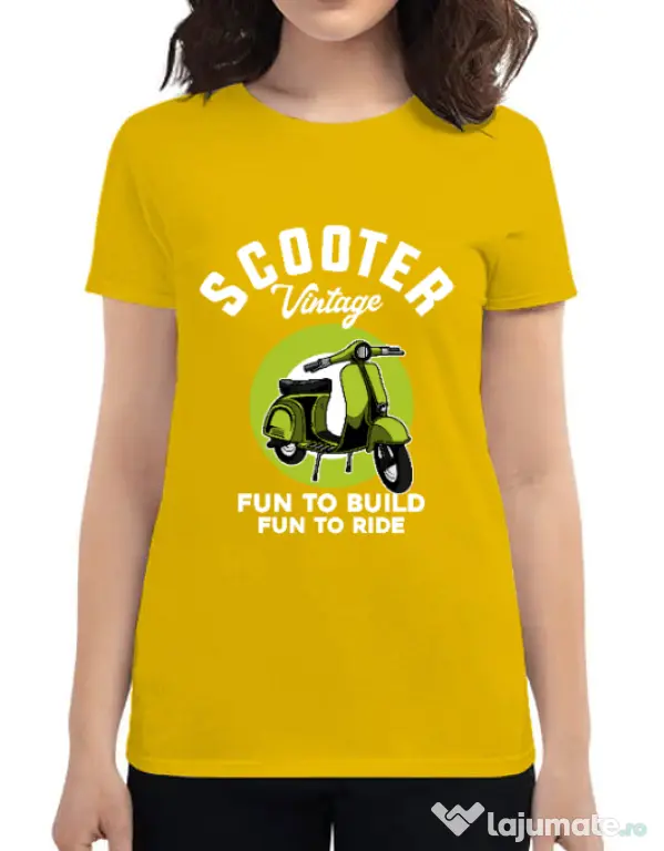 Tricou personalizat dama SCOOTER VINTAGE Galben