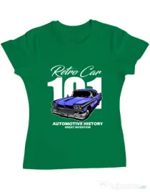Tricou personalizat dama RETRO CAR 101 Verde mediu