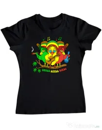 Tricou personalizat dama Three Little Birds Negru