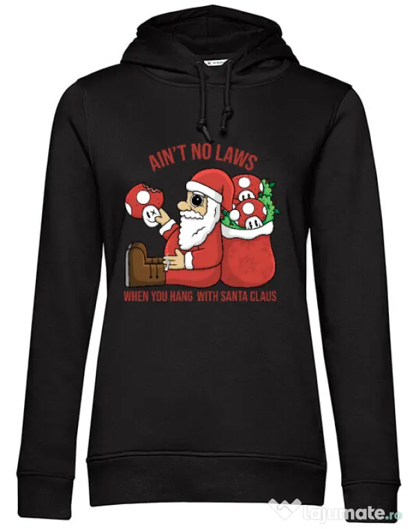 Hanorac dama cu gluga Stoned Santa Negru