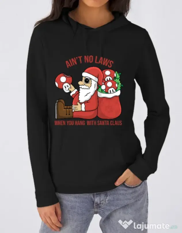 Hanorac dama cu gluga Stoned Santa Negru