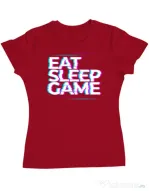 Tricou personalizat dama Eat Sleep Game Rosu