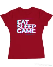 Tricou personalizat dama Eat Sleep Game Rosu