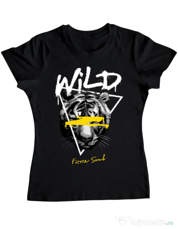 Tricou personalizat dama Wild Fierce Soul Negru