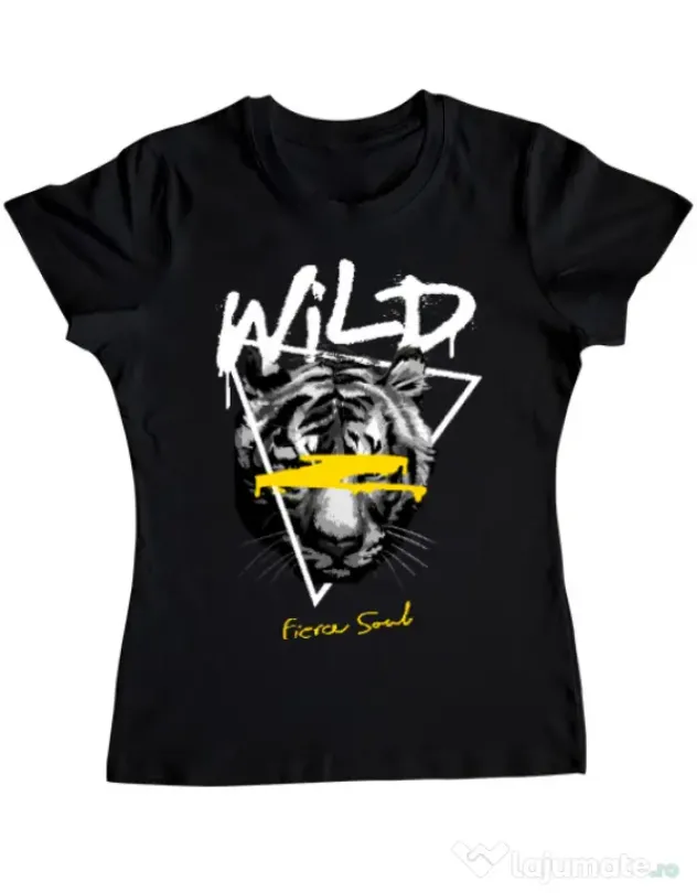 Tricou personalizat dama Wild Fierce Soul Negru