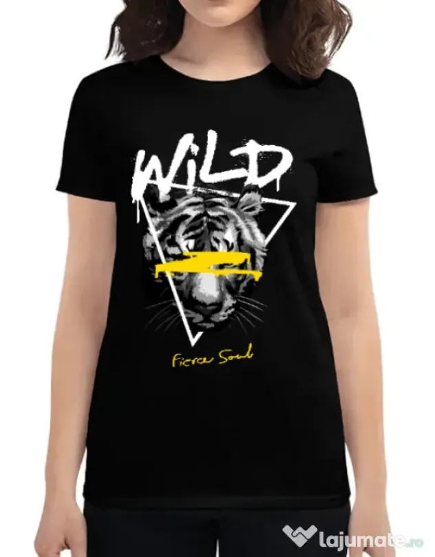 Tricou personalizat dama Wild Fierce Soul Negru