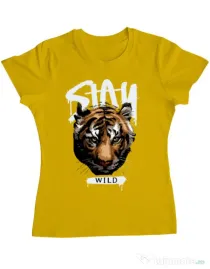 Tricou personalizat dama Stay Wild Galben
