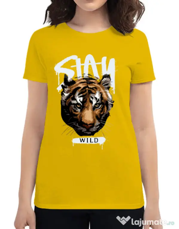 Tricou personalizat dama Stay Wild Galben