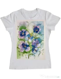 Tricou personalizat dama Flori de nu ma uita Alb