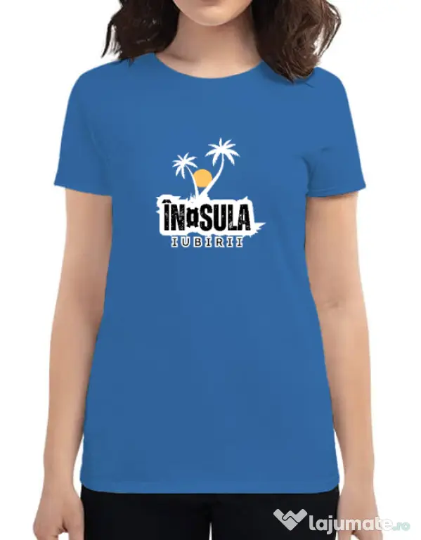 Tricou personalizat dama Insula Albastru azuriu