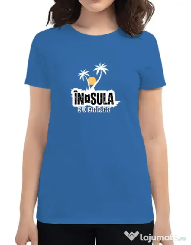 Tricou personalizat dama Insula Albastru azuriu