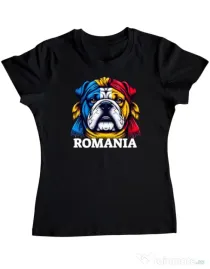 Tricou personalizat dama BULLDOG ROMANIA Negru
