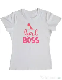Tricou personalizat dama Girls boss Alb