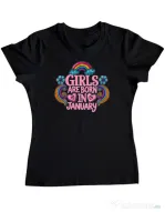 Tricou personalizat dama Girls are born in ianuary 2 Negru