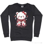 Bluza personalizata dama CUTE BEAR 2 Negru melanj