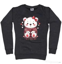 Bluza personalizata dama CUTE BEAR 2 Negru melanj
