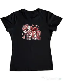 Tricou personalizat dama Cute ponny Negru