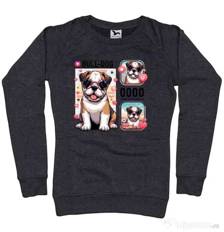 Bluza personalizata dama BULLDOG 15 Negru melanj