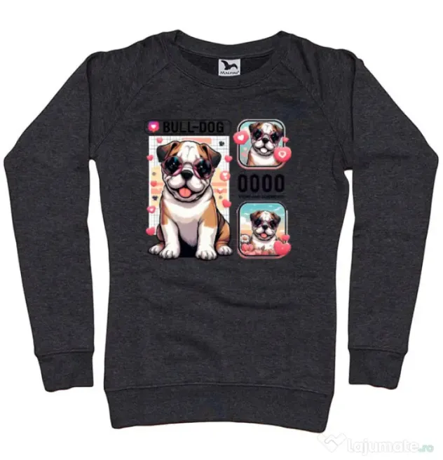 Bluza personalizata dama BULLDOG 15 Negru melanj