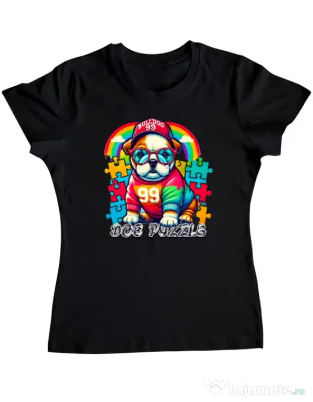 Tricou personalizat dama BULLDOG 101 Negru